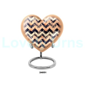 Matte <b>Black</b> Unique Zig Zag Pattern <b>Heart</b> Cremation Urn for Adult Ashes Decorative Large <b>Heart</b> Urn for Human Ashes With Free Bag - Product Image 4