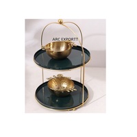 Support rond en or Unique de luxe et 3 couches d'ustensiles avec Mini Design en or mignon oiseaux décoration de gâteau fantaisie
