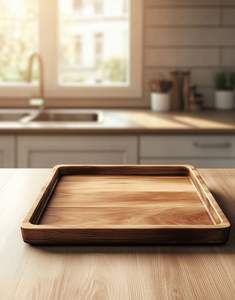 Bandeja para servir rectangular de madera con diseño de desayuno, acabado Natural, tamaño estándar para el hogar y la boda, bandeja para servir comida hecha a mano - Product Image 4