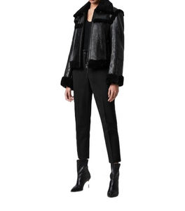 Vestes en cuir pour femmes Vestes en cuir d'hiver en duvet de haute qualité coupe-vent OEM Service Vestes en cuir pour femmes avec col en fourrure personnalisées à la mode - Product Image 2