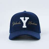 Casquette de baseball unisexe à 5 panneaux en feutre personnalisé avec logo brodé, casquette structurée en laine style « Dad Hat », vente en gros OEM