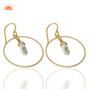 Best Selling Sterling Silver 18k Gold Plated Natural Howlite Gemstone Dangle <b>Earring</b> Custom Jewelry Manufacturer - Product Image 2