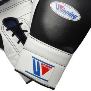 Gants de boxe à lacets Winning, noir et blanc, cuir véritable de qualité supérieure, gants de boxe professionnels pour l'entraînement et les combats, 8oz 10oz 12oz - Product Image 4