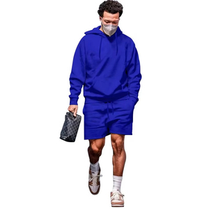 A prueba de viento Hombres Cremallera Sudadera con capucha Conjuntos cortos Liso teñido Personalizado Impermeable Unisex Sudadera con capucha Conjuntos cortos Secado rápido Sudadera con capucha Conjuntos - Product Image 5