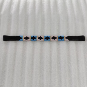 Bandas de polo de caballo de cuero de alta calidad rojas y doradas con tira negra Banda de cejas recta cosida a mano - Product Image 3