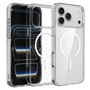 Source Manufacturer 2.5mm Glitter Clear PC Magnetic Case Anti Yellow for iPhone 17 <b>18</b> Pro Max - Product Image 2