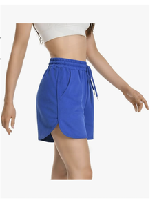 Pantalones Cortos Deportivos Casuales de Algodón para Mujer, Estilo Informal, con Dobladillo Curvo, para Verano, con Cordón, para Hacer Ejercicio, con Bolsillos - Product Image 2