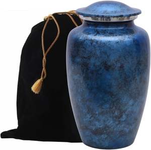 โกศบรรจุอัฐิโลหะตกแต่งระดับพรีเมียมสำหรับผู้ใหญ่ สีฟ้า จำหน่ายราคาส่ง - Product Image 1