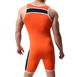 Venta al por mayor Paraná Deportes Traje de levantamiento de pesas camiseta de lucha libre Tallas grandes Hombres Bodywear Logotipo personalizado Lucha libre Singlets - Product Image 2
