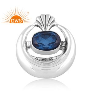 แหวนพลอยโทแพซแบบสองชั้นสีเงินออกซิไดซ์สีฟ้าแบบคู่จากลอนดอนผู้ผลิตเครื่องประดับแบบกำหนดเอง - Product Image 2