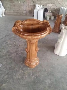 Lavabos de salle de bains à montage sur robinet de forme ronde pour usage domestique Lavabo sur pied Lavabo en céramique Lavabo de salle de bains - Product Image 4