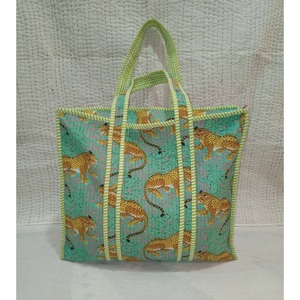 Bolsos de mano acolchados de algodón estampados para mujer, bolsos de hombro impermeables con cierre de cremallera bordada a la moda para compras - Product Image 3