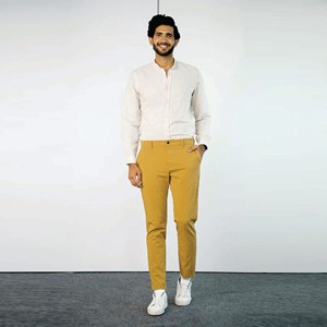 2023 Chino Pants Men Stretch Slim Classic Fit Casual Summer Pants <b>Trousers</b> Thin Cotton Elastic Waist Korean Male Business <b>Light</b> - Product Image 4