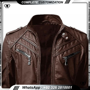 Veste en cuir de vache de qualité supérieure pour homme, col montant, tendance, douce pour toutes les occasions - Product Image 2