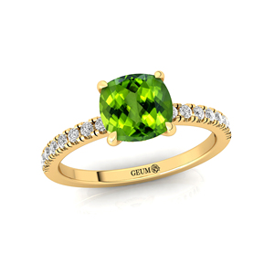 แหวนเพชรแท้พลอยเพอริโดสีเขียวธรรมชาติสำหรับงานหมั้น - Product Image 2