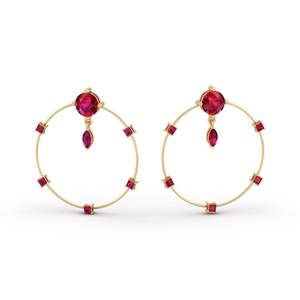 REYES, Nuevos Aretes de Aro con Rubí y Plata de Ley 925 para Mujer, Joyería Chapada en Oro Rosa de 14K y Rodio - Product Image 6