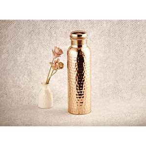 Designer copper <b>bottle</b> with wellness boosting features vintage hammered surface and ecofriendly reusable style - Product Image 3