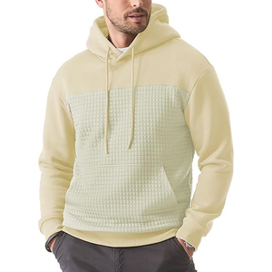Wholesale Men's Color Block <b>Thermal</b> hoodies Man Cotton Kangaroo Pocket Pullover Long Sleeves Splice Color Waffle Hoodies - Product Image 5