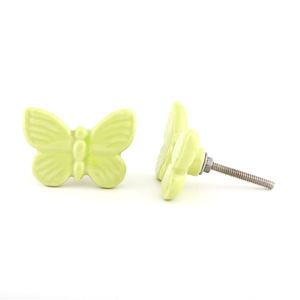 SHUBHAM bouton de tiroir Design papillon en céramique jaune réglable pour armoires commode cuisine salon hôtel entrepôt utilisation - Product Image 2