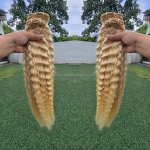 ต่อผมแท้จากผู้ผลิตชั้นนำ ผมสองชั้น เย็บด้วยเครื่องจักร เรียงเกล็ดผมอย่างดี สีบลอนด์หยิก 613 ไม่พันกัน ไม่หลุดร่วง - Product Image 3