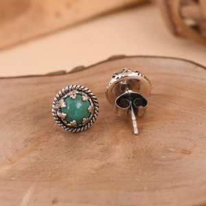 Kingman Boucles d'oreilles turquoise en argent antique Boho Southwestern Jewelry - Product Image 4