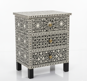 Mesita de Noche de Fantasía con Incrustaciones de Hueso, Duradera y de Primera Calidad, con Cajón de Almacenamiento, Mueble de Madera Hecho a Mano para Sala de Estar - Product Image 3