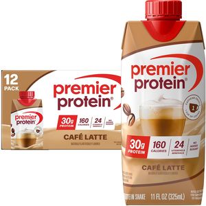 Premier <b>Protein</b> Shake, Café Latte with Caffeine for Energy – 30g <b>Protein</b>, 24 Vitamins 11 fl oz, 12 Pack - Product Image 1