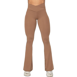 Leggings évasés taille haute personnalisés OEM vêtements de sport contrôle du ventre vêtements de fitness pantalons de yoga d'entraînement à jambes larges avec conception de taille moyenne - Product Image 2