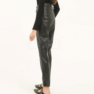 New Arrival Women's Premium Quality Breathable Mid Waist Straight Leather <b>Pants</b> Casual Flat Front for Winter Best Price Online - Product Image 5
