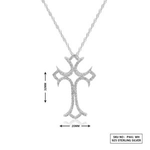 JEWELSPAARK Collier pendentif croix en diamant blanc naturel taille ronde 0,54 ct en argent sterling religieux chrétien - Product Image 3