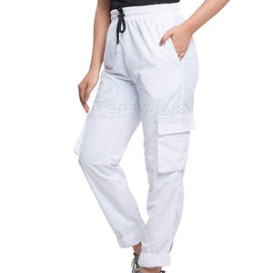High Quality Casual Women <b>Trousers</b> Lightweight Durable Polyester/Cotton Breathable Quick Dry Mid Waist <b>Drawstring</b> Closure Top - Product Image 2
