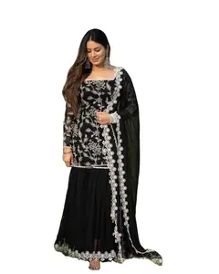 Beautiful Newly Teen Girls And Adults Special Designer Indian Pakistani Fashioned Kurti Sharara Set