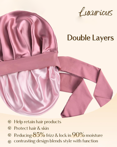 หมวกคลุมผมผ้าซาตินสองชั้นสำหรับทุกเพศหมวกคลุมผมสุดหรูยืดหยุ่นสำหรับใช้ในเวลากลางคืนนุ่มและระบายอากาศได้ดีสำหรับการเดินทางและปาร์ตี้ - Product Image 2