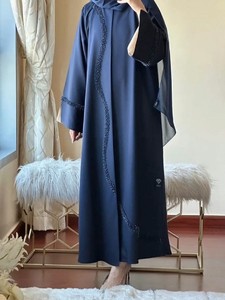 Abaya pour femmes de Dubaï, design élégant et haut de gamme, manches longues, anti-rides, tissu de soie de haute qualité, travail manuel en cristal, prière - Product Image 3