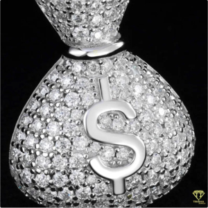 Colgante de Plata de Ley 925 para bolsa de dinero de moissanita, colgante de hip hop helado, colgante grueso de moissanita hecho a mano personalizado - Product Image 2