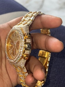 Reloj de lujo para hombre Hip Hop Iced Bling Diamantes simulados movimiento de cuarzo 5mm Espesor DE LA CAJA Dial redondo que muestra la moda - Product Image 4