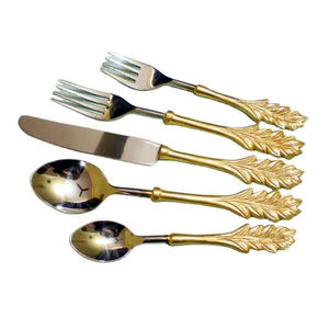 Juego de cubiertos de cocina de acero inoxidable, diseño real con chapado en oro y mango único, nuevo desarrollo - Product Image 2