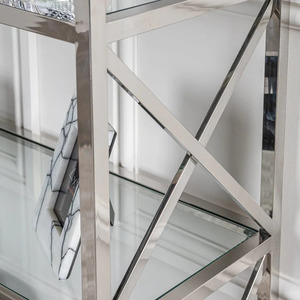 Thép không gỉ đa qua kệ sách với 5-Tier tấm trong thủy tinh được sử dụng cho kệ trưng bày và thư viện trong Home & nội thất văn phòng - Product Image 6