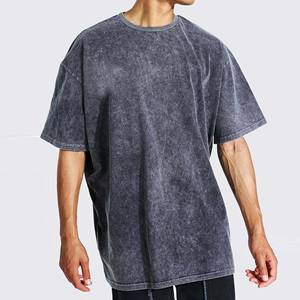 Camiseta de Alta Calidad 100% Algodón Tejido Ecológico, Decolorada al Sol, 220g, Gruesa, Lisa, de Diseñador, Talla Grande para Hombre, Lavada al Ácido - Product Image 4
