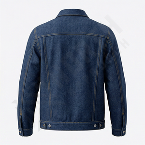 Veste en jean marine solide de haute qualité pour homme, réversible, avec tissu respirant personnalisé sur le devant, style classique à boutons, pour l'hiver - Product Image 2