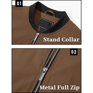 เสื้อบอมเบอร์แจ็คเก็ตผู้ชายปกตั้งโลโก้ตามสั่งปักลายสไตล์วิทยาลัยสำหรับฤดูหนาว - Product Image 4