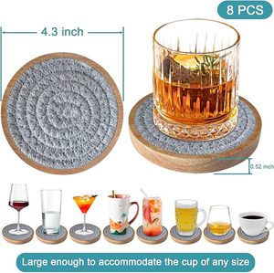 High Quality High Quality Kitchen Home Decor Mat Breaded Cotton Rope and Wooden <b>Table</b> Coaster at an Unbelievable <b>Low</b> Price - Product Image 4