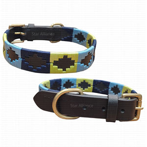 Collar de perro de cuero estilo Polo sudamericano con diseño Pampa bordado tamaño personalizado impermeable y cómodo - Product Image 1