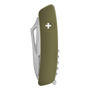 Coltello Swiza Allmatt Single Hand SH03 TR-TT con lama ondulata - 12 funzioni, verde oliva - Product Image 3