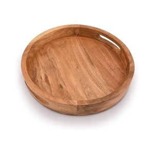 Plateau de service en bois vintage de 12 pouces, table basse de cuisine de style ottoman, pièce maîtresse décorative - Product Image 1