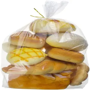100 buah 18x4x8 inci tas roti plastik dapat digunakan kembali untuk pembuatan hadiah roti buatan rumah, tas penyimpanan roti bening