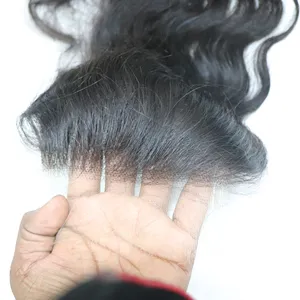 Şeffaf dantel 5x5 dantel kapatma 14 uzun saç postişi vücut dalga