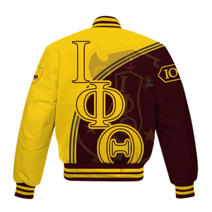 Iota phi theta แจ็คเก็ตตัวแทน1963สีน้ำตาลทองแจ็คเก็ตตัวอักษรเสื้อชีวิตชาวกรีกเครื่องแต่งกายในมหาวิทยาลัยระดับพรีเมียม - Product Image 3