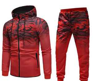 ชุดวอร์มสองชิ้นสำหรับผู้ชายเสื้อแจ็คเก็ตและกางเกงวิ่งแบบลำลองมีซิปดีไซน์ลายทาง OEM และ ODM - Product Image 3