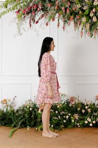 ชุดเดรสสั้นผ้าคอตตอนแบบสั้นสำหรับเจ้าสาวชุดเดรสสำหรับเดินทางมีสไตล์สำหรับผู้หญิงชุดฤดูร้อนพิมพ์ลายดอกไม้ - Product Image 4